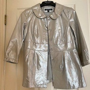 Womens Silver Leather Metallic Jacket